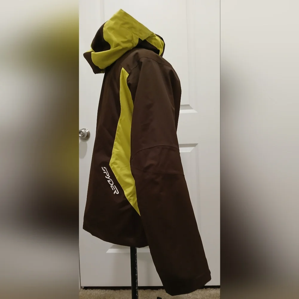 Spyder Brown &‎ Lime Green Ski Winter Snow Coat - Picture 8 of 16